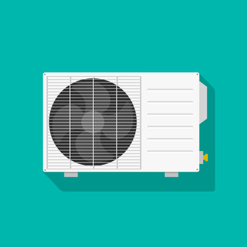 Air Conditioner Unit Vector Illustration Isolated, Flat White Air Conditioning Unit Icon