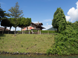 Fototapeta na wymiar Vistas desde el lago Thunersee en Suiza OLYMPUS DIGITAL CAMERA