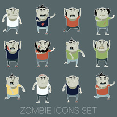 Fototapeta premium Set of zombie cartoon icons3