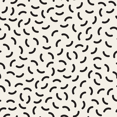 Vector Seamless Black and White Arc Lines Jumble Pattern