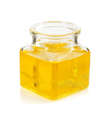 food oil in bottle isolated on white