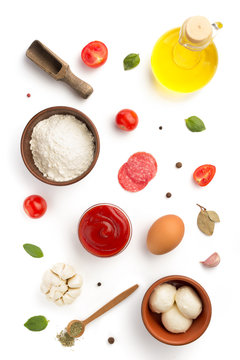 Pizza Ingredients Isolated On White