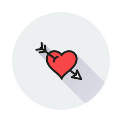 Arrow heart icon on round background