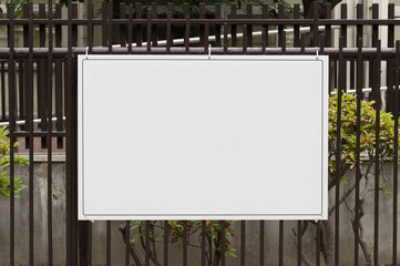 Large blank billboard on a street wall, banners with room to add your own text
