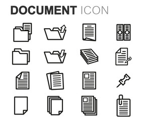 Vector black line document icons set