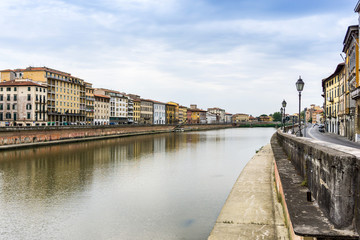 street view of Old Town Pisa Tuscany, Italy