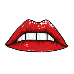 Red lips on white background.Red lips on white background. Vector illustration.