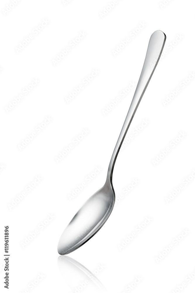 Wall mural Stainless steel spoon isolated on white background