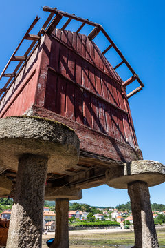 Horreos (granaries) of Combarro, Pontevedra in Galicia (Spain)