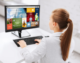 businesswoman with internet page on computer