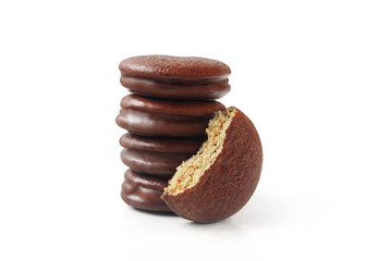 Fototapeta na wymiar Chocolate Biscuits Isolated on White