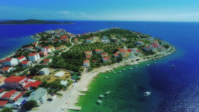 Copter aerial view of the Sevid peninsula near Marina.