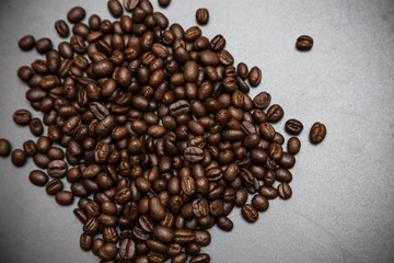 Closeup of coffee beans on leather