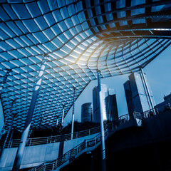 Fototapeta premium beautiful park and glass canopy at a sunny day,shanghai,china.