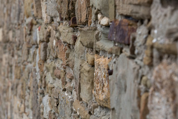 Crimea. A fragment of ancient masonry walls reinforced protection of the Genoese fortress in Sudak