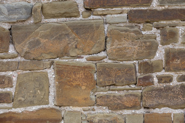 Crimea. A fragment of ancient masonry walls reinforced protection of the Genoese fortress in Sudak