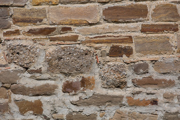 Crimea. A fragment of ancient masonry walls reinforced protection of the Genoese fortress in Sudak