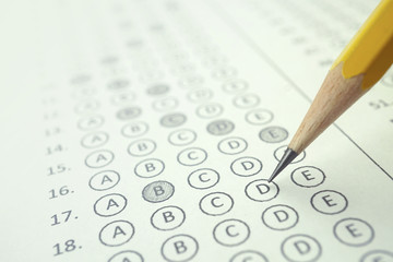 Answer sheet and pencil for education concept