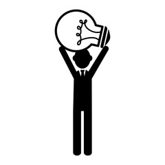 silhouette person standing idea bulb vector illustration eps 10