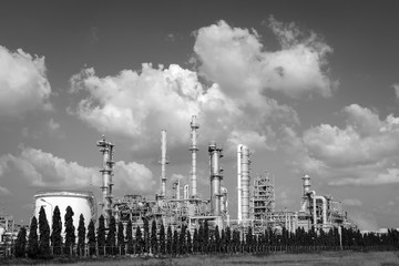 petrochemical plant (black & white) image