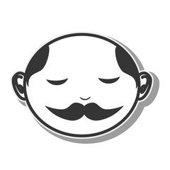 face man moustache bald vector illustration eps 10