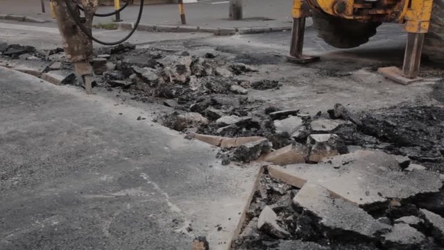 Demolish Machine Working On The Street