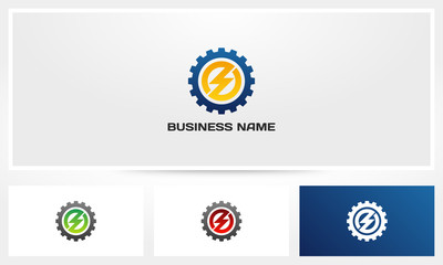 Fototapeta premium Thunder Bolt Gear Cogwheel Logo