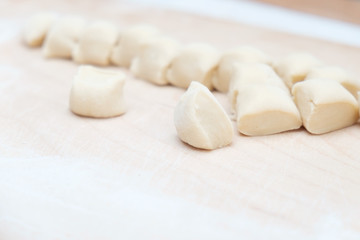 Fototapeta na wymiar Vareniki, dumplings or pelmeni before boiling