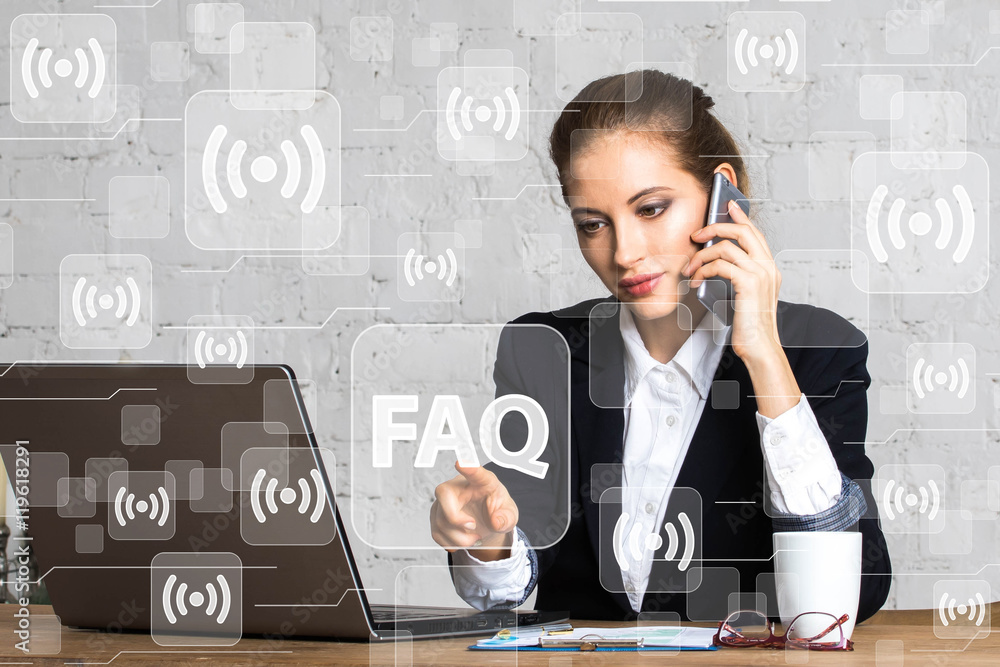 Poster social network wifi business faq button web