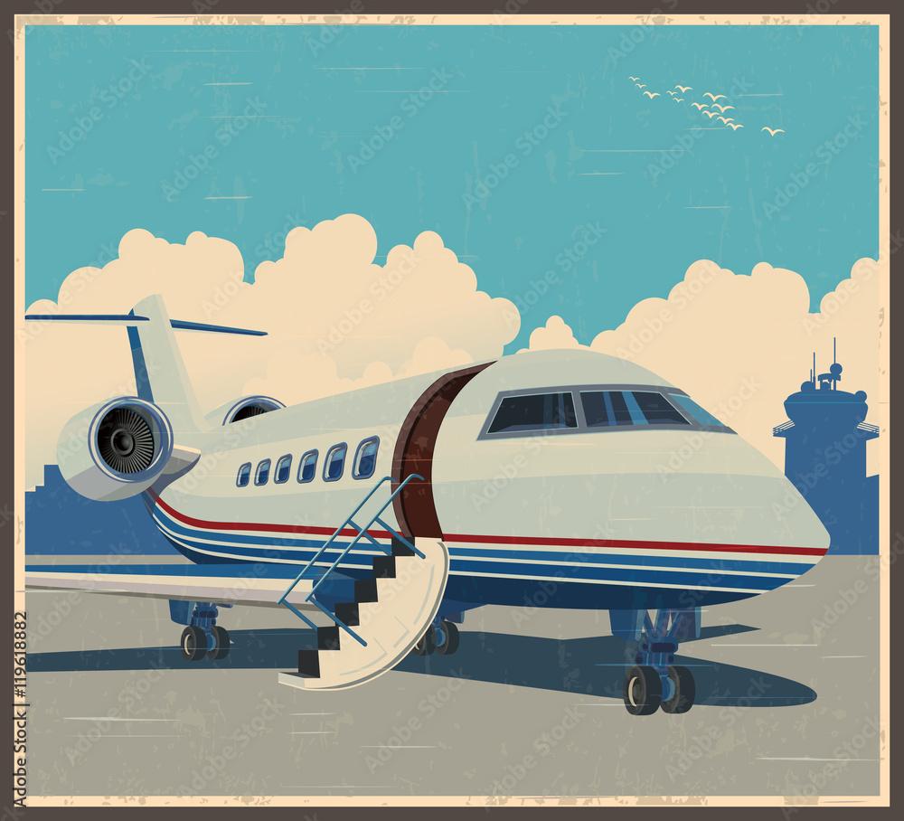 Wall mural private aviation retro poster