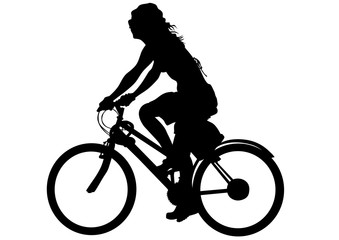 Fototapeta na wymiar Sport woman whit bike on white background