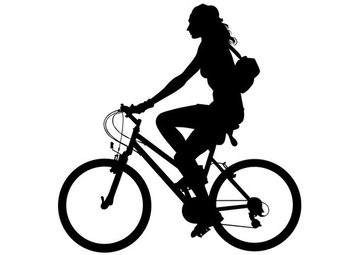 Sport woman whit bike on white background