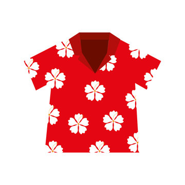 Shirt Hawaiian Flowers Red Vector Illustration Eps 10