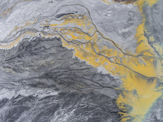 Degraded landscape in Poland. Destroyed land. View from above. S