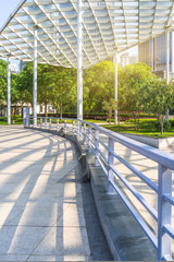 beautiful park and glass canopy at a sunny day