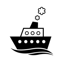 Black ship vector icon on white background