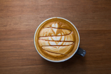caramel macchiato with froth shape heart