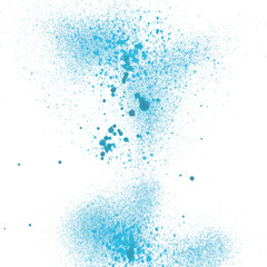 Blue spray paint on white background