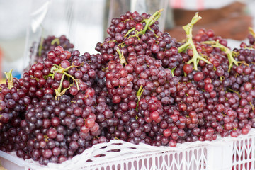 Red grapes on the market