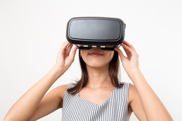 Woman looking though VR