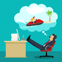 Simple Cartoon of Daydreaming Businessman