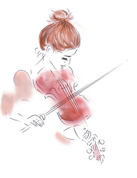 Illustration of a Girl Playing a Violin
