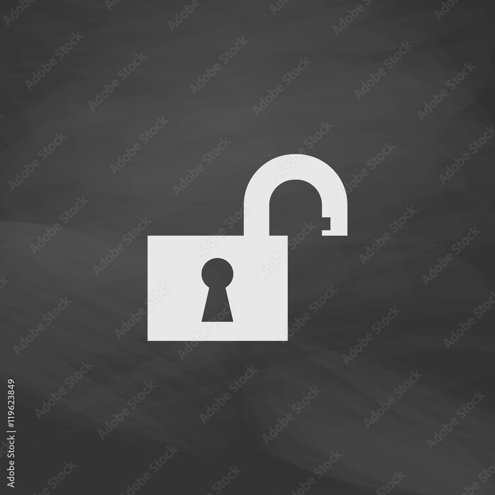Poster open padlock computer symbol