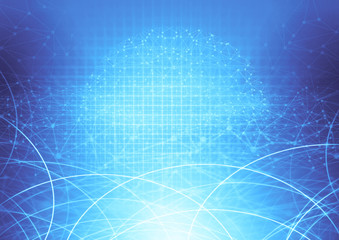 ai brain system data connecting to analysis , light internet social network background, illustration of global web with link to electric information, cyber with group of security, hacker online to net