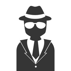 silhouette man detective hat glasses isolated vector illustration eps 10