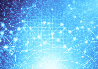 world of particle star abstract ai tech neon glow wave futuristic network background illustration, cyber space time, system of galaxy, light stream of data hologram