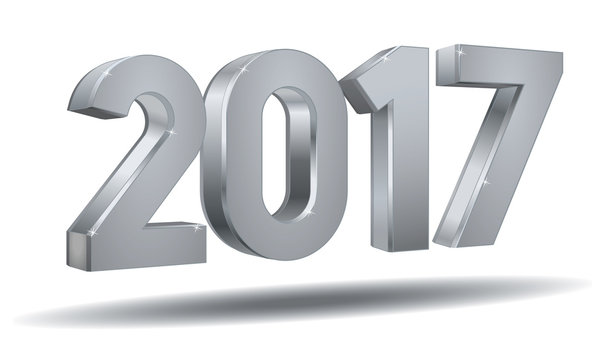 New year 2017 vector silver plated