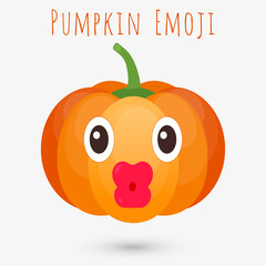 Emoji pumpkin. Emoticon autumn pumpkin