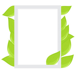 Frame with green fresh leaves