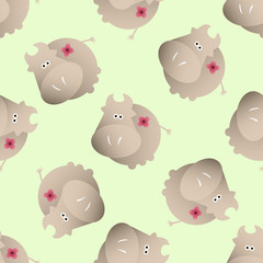 baby seamless pattern with a funny cute farm cows, on a light green background